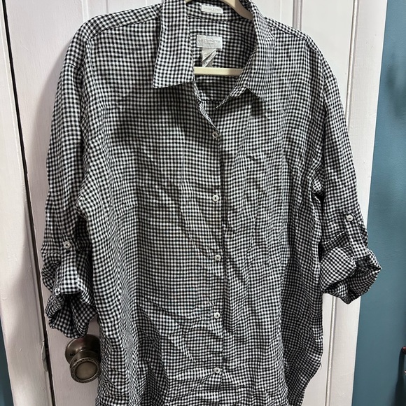 Liz Claiborne Black and White Gingham Shirt XL - Picture 5 of 7